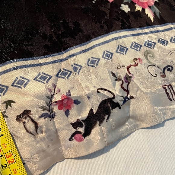 MUKZIN Animal Print Cheongsam Shirt kimono cats birds dynasty L - Picture 7 of 10